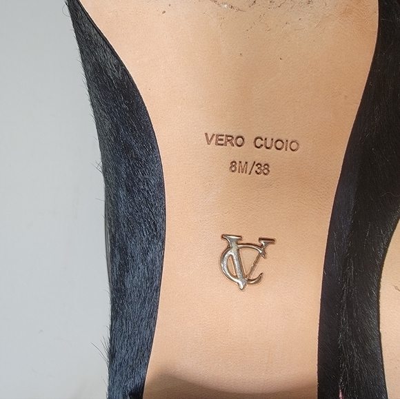 VC Signature Black Calf Hair Leather Tassel Loafers Size 8 - Picture 14 of 17